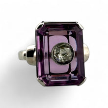 Vintage Amethyst & Old Mine Cut Diamond Illusion Set Cocktail Ring
