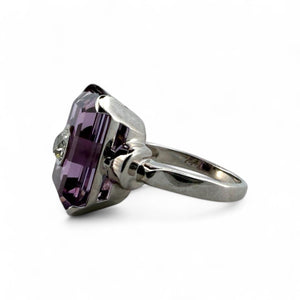 Vintage Amethyst & Old Mine Cut Diamond Illusion Set Cocktail Ring