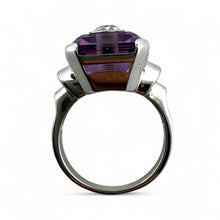 Vintage Amethyst & Old Mine Cut Diamond Illusion Set Cocktail Ring