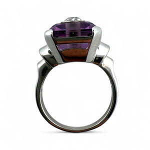Vintage Amethyst & Old Mine Cut Diamond Illusion Set Cocktail Ring