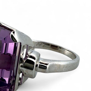 Vintage Amethyst & Old Mine Cut Diamond Illusion Set Cocktail Ring