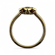Contemporary Estate Flower Shaped Sapphire & Diamond Dainty Ring 14K Yellow Gold