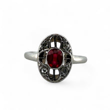 Vintage Art Deco Dainty Synthetic Ruby & Diamond Pinky Ring