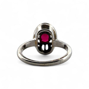 Vintage Art Deco Dainty Synthetic Ruby & Diamond Pinky Ring