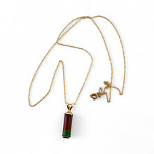 Vintage Watermelon Tourmaline Pendant & Chain Necklace