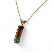 Vintage Watermelon Tourmaline Pendant & Chain Necklace