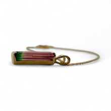 Vintage Watermelon Tourmaline Pendant & Chain Necklace