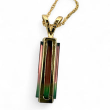 Vintage Watermelon Tourmaline Pendant & Chain Necklace