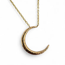 Vintage Engraved Crescent Moon Brooch Conversion Necklace
