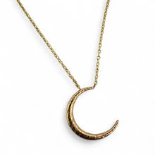 Vintage Engraved Crescent Moon Brooch Conversion Necklace
