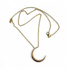 Vintage Engraved Crescent Moon Brooch Conversion Necklace