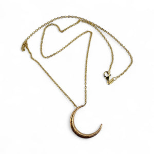 Vintage Engraved Crescent Moon Brooch Conversion Necklace