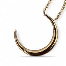 Vintage Engraved Crescent Moon Brooch Conversion Necklace