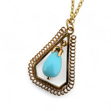 Vintage Triangular Shaped Turquoise Pendant & Chain