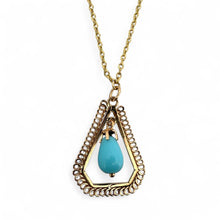 Vintage Triangular Shaped Turquoise Pendant & Chain