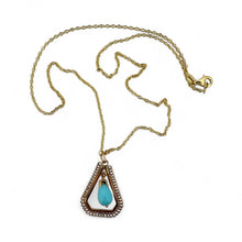 Vintage Triangular Shaped Turquoise Pendant & Chain