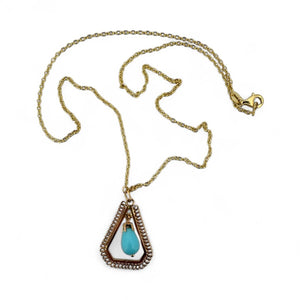 Vintage Triangular Shaped Turquoise Pendant & Chain