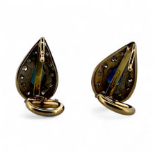 Vintage Sapphire & Diamond Halo Dangle Earrings 14K Gold