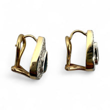 Vintage Sapphire & Diamond Halo Dangle Earrings 14K Gold