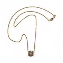 Vintage Dainty Opal & Pearl Pendant & Chain Necklace