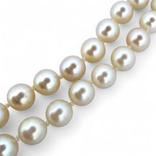 Vintage Double Strand Pearl Necklace White Gold Diamond Clasp
