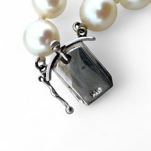 Vintage Double Strand Pearl Necklace White Gold Diamond Clasp