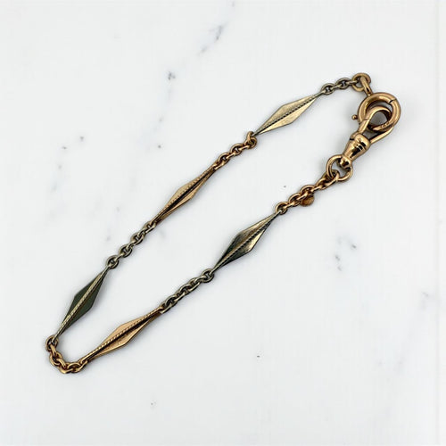 Vintage Two Toned Link Bracelet White & Rose Gold 14k