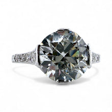 Vintage 3.01 Carat Old European Cut Diamond Solitaire Engagement Ring GIA