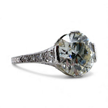Vintage 3.01 Carat Old European Cut Diamond Solitaire Engagement Ring GIA