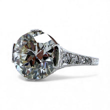 Vintage 3.01 Carat Old European Cut Diamond Solitaire Engagement Ring GIA