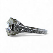 Vintage 3.01 Carat Old European Cut Diamond Solitaire Engagement Ring GIA