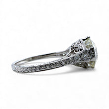 Vintage 3.01 Carat Old European Cut Diamond Solitaire Engagement Ring GIA