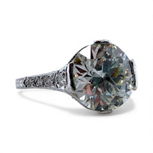 Vintage 3.01 Carat Old European Cut Diamond Solitaire Engagement Ring GIA