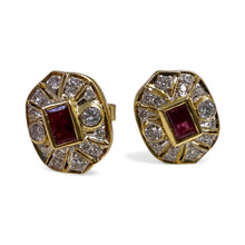 Vintage Styled Ruby & Diamond Stud Earrings
