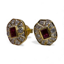 Vintage Styled Ruby & Diamond Stud Earrings