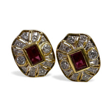 Vintage Styled Ruby & Diamond Stud Earrings