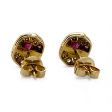 Vintage Styled Ruby & Diamond Stud Earrings