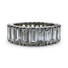 Platinum Baguette Cut Diamond Eternity Band 6.75 Carat Size 5.5