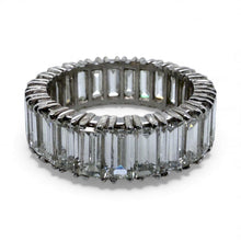 Platinum Baguette Cut Diamond Eternity Band 6.75 Carat Size 5.5
