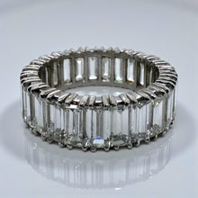 Platinum Baguette Cut Diamond Eternity Band 6.75 Carat Size 5.5