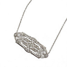 Vintage Platinum Filigree Diamond Brooch Conversion Necklace