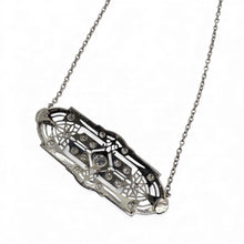 Vintage Platinum Filigree Diamond Brooch Conversion Necklace