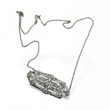 Vintage Platinum Filigree Diamond Brooch Conversion Necklace