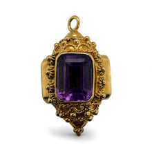 Vintage Large Amethyst Charm 18K Yellow Gold