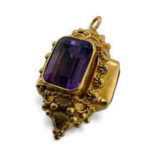 Vintage Large Amethyst Charm 18K Yellow Gold