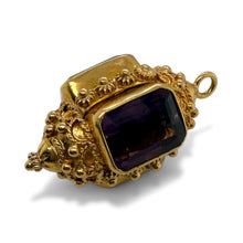 Vintage Large Amethyst Charm 18K Yellow Gold