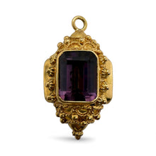 Vintage Large Amethyst Charm 18K Yellow Gold