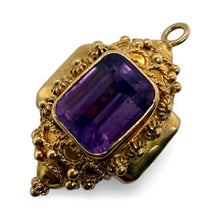 Vintage Large Amethyst Charm 18K Yellow Gold