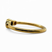 Dainty Sapphire & Diamond Three Stone Ring 18K Yellow Gold