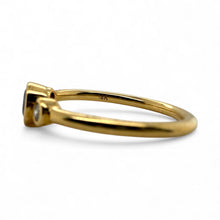 Dainty Sapphire & Diamond Three Stone Ring 18K Yellow Gold